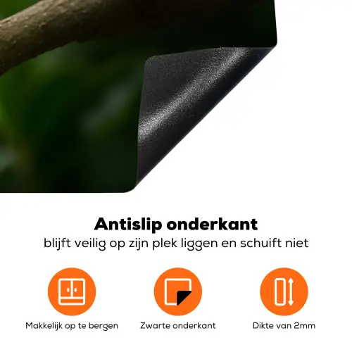 Vogel - Tak - Geel - Bladeren Inductie beschermer vinyl 3mm klein -zzzzzzz-td-onderkant