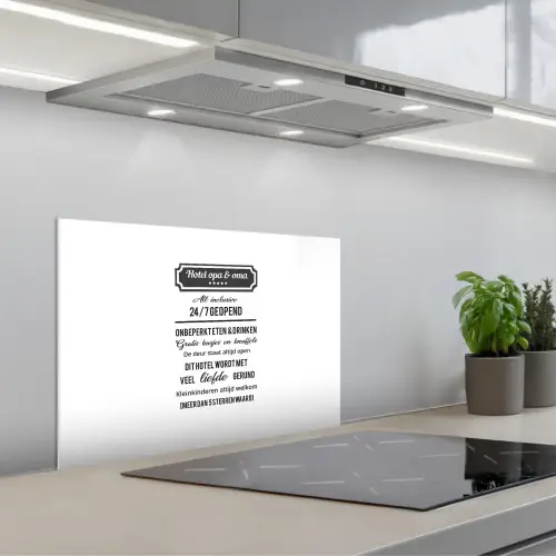 Hotel opa & oma - Spreuken - Opa - Quotes - Oma keuken achterwand spatscherm klein -3d_schuin