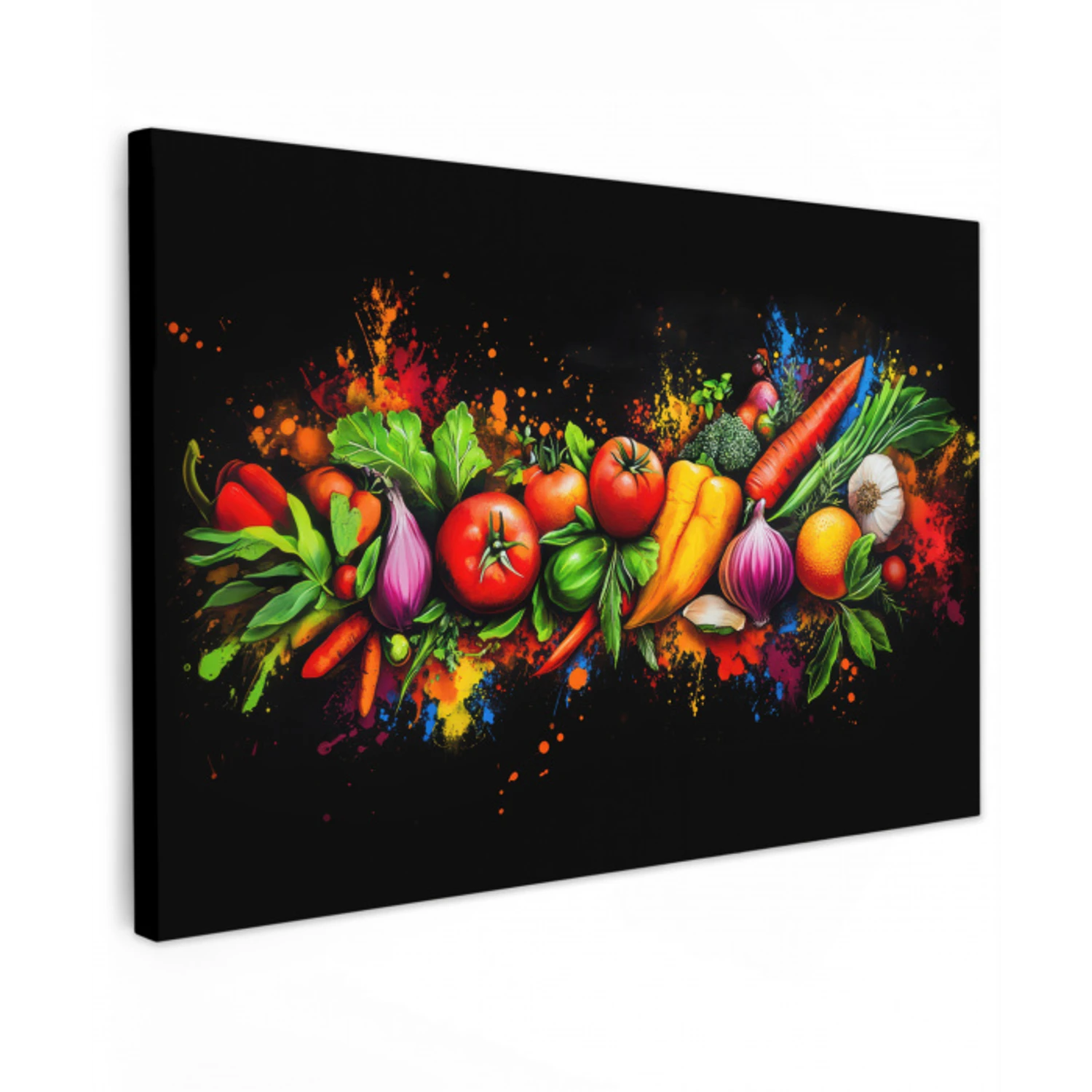 Groente - Eten - Kruiden - Graffiti - Koken Tuinposter op houten frame 2 cm dik klein -3d