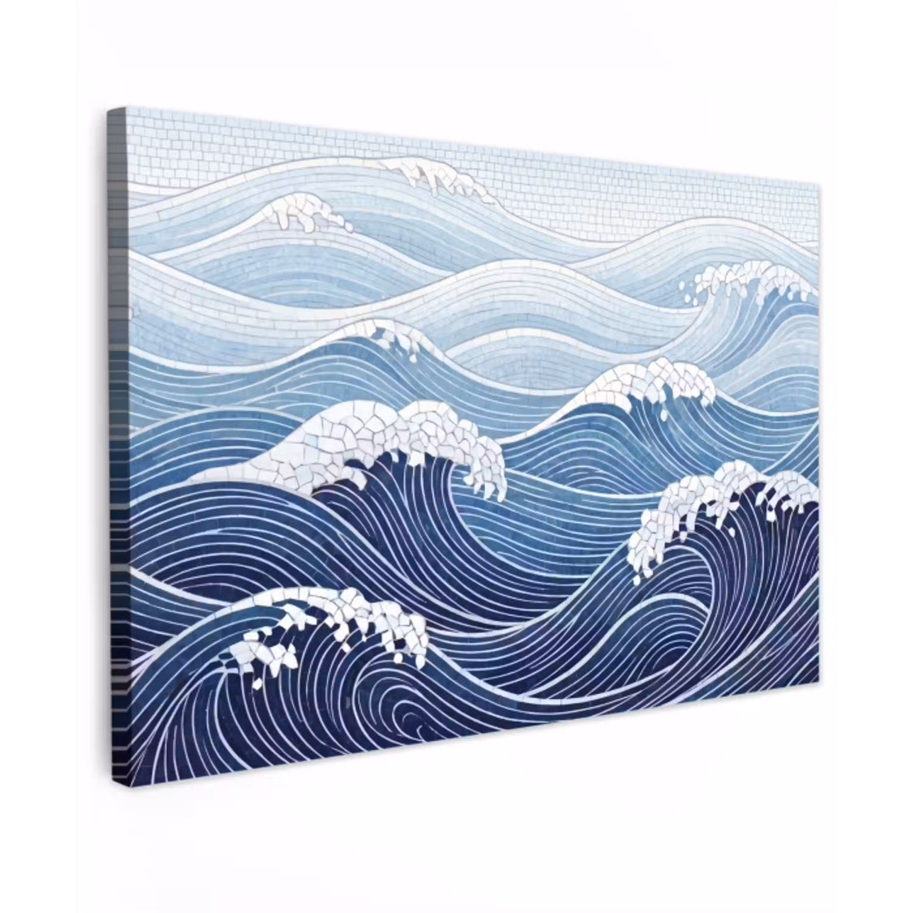 Water - Mozaïek - Landschap - Modern - Blauw Tuinposter op houten frame 2 cm dik klein -3d