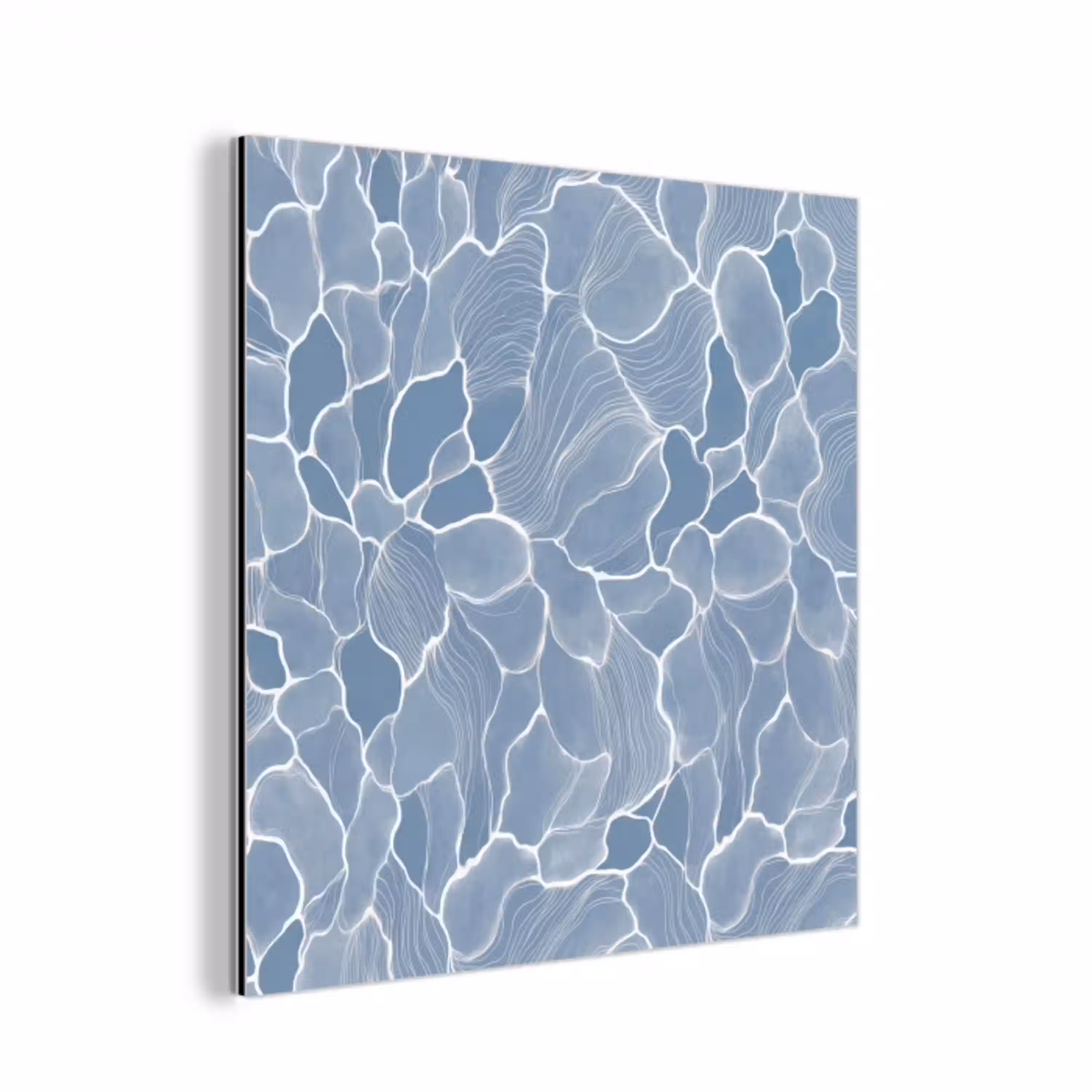 Abstract - Blauw - Bladeren aluminium wit klein -3d