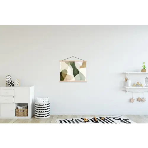 Japandi - Abstract - Groen textielposter latten blank klein -kinderkamer