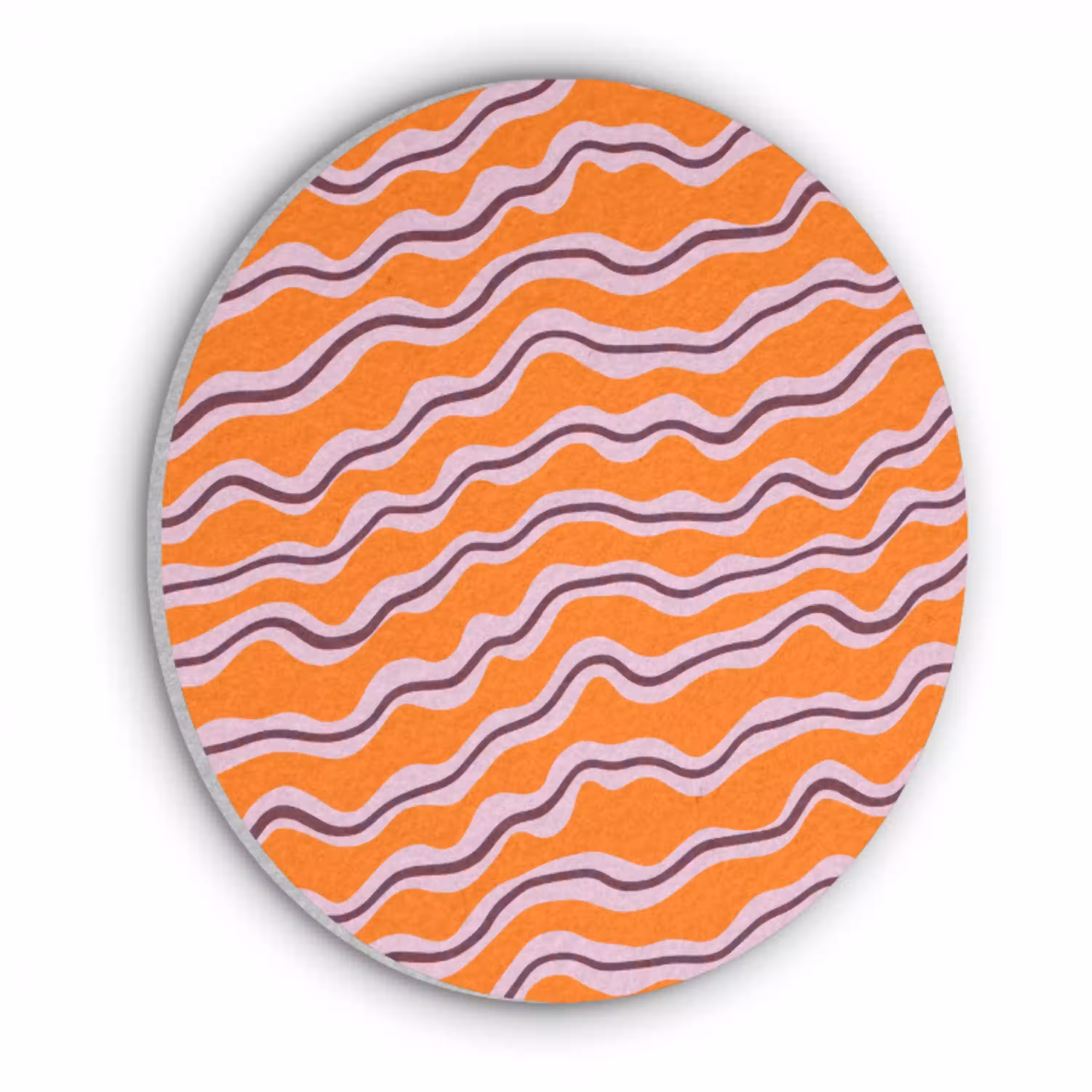 Retro - Golvend - Oranje Akoestische PET Vilt - Rond klein 838 -3d