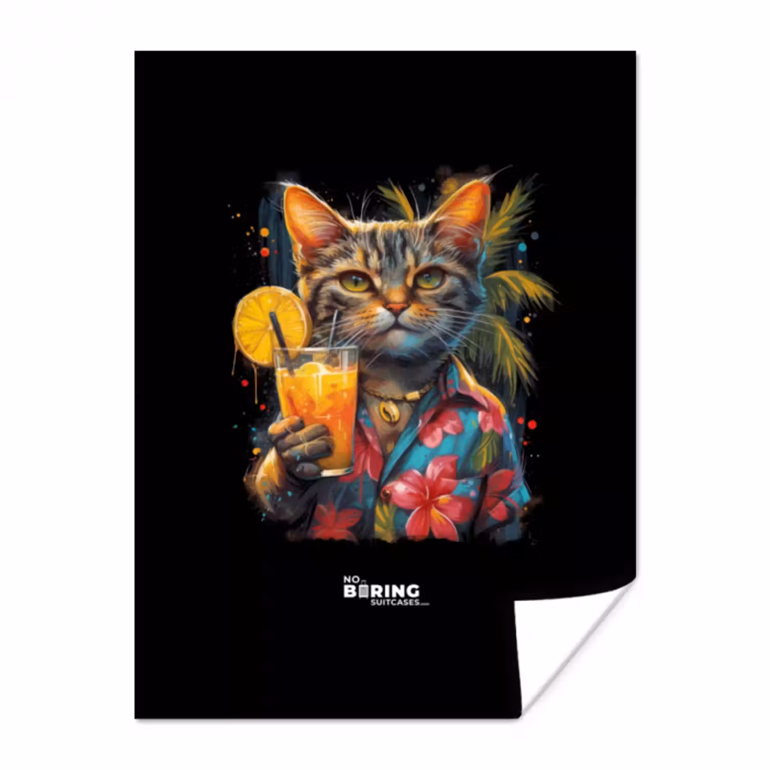 Poster - Katze im tropischen Streetart-Stil