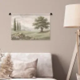 Heuvellandschap - Bomen - Natuur - Groen Wandkleed katoen klein -sfeer4