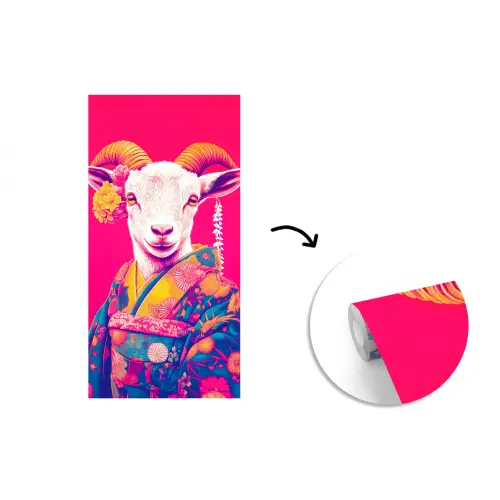 Geit - Hoorns - Kimono - Kleurrijk fotobehang vinyl groot -3d
