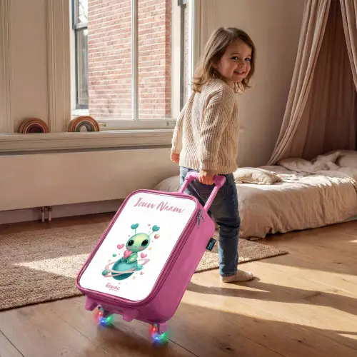 Lief buitenaards wezentje met hartje Kinderkoffer - Roze klein -sfeer1