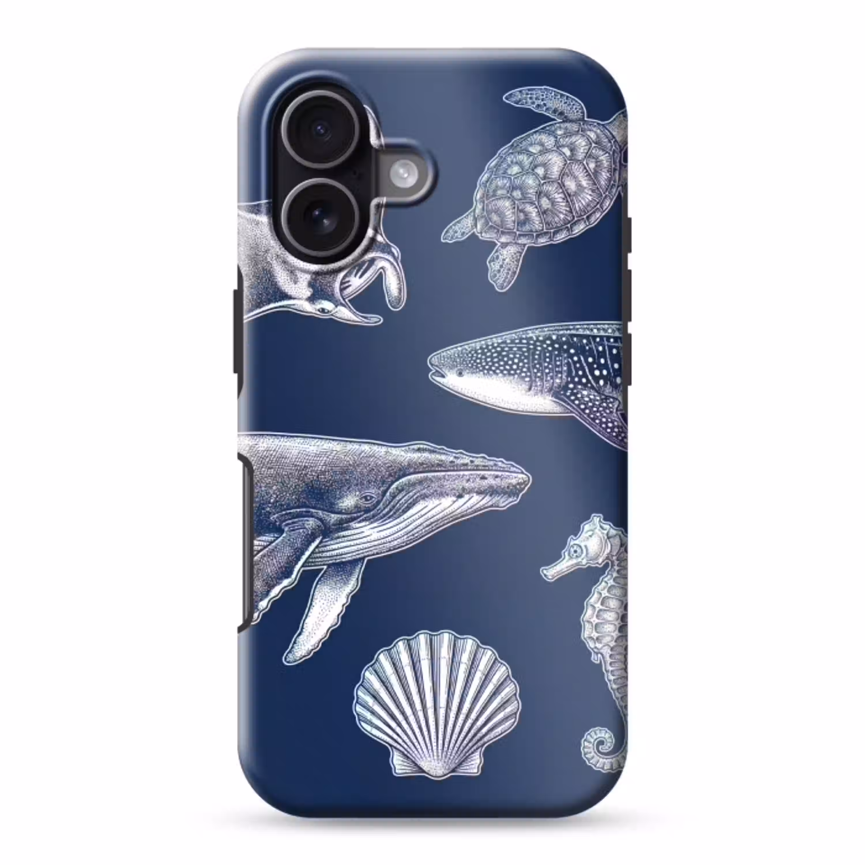 Dieren - Zeeleven - Oceaan - Graveren - Blauw Toughcase MagSafe Apple iPhone 17 klein -3d