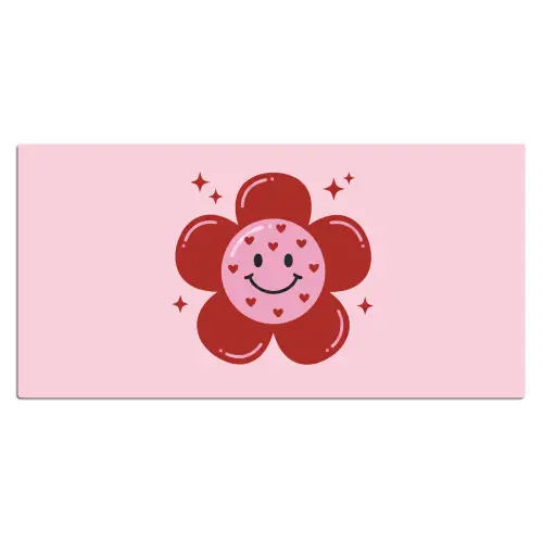 Bloem - Roze - Hartjes Muismat XXL klein -3d_leeg