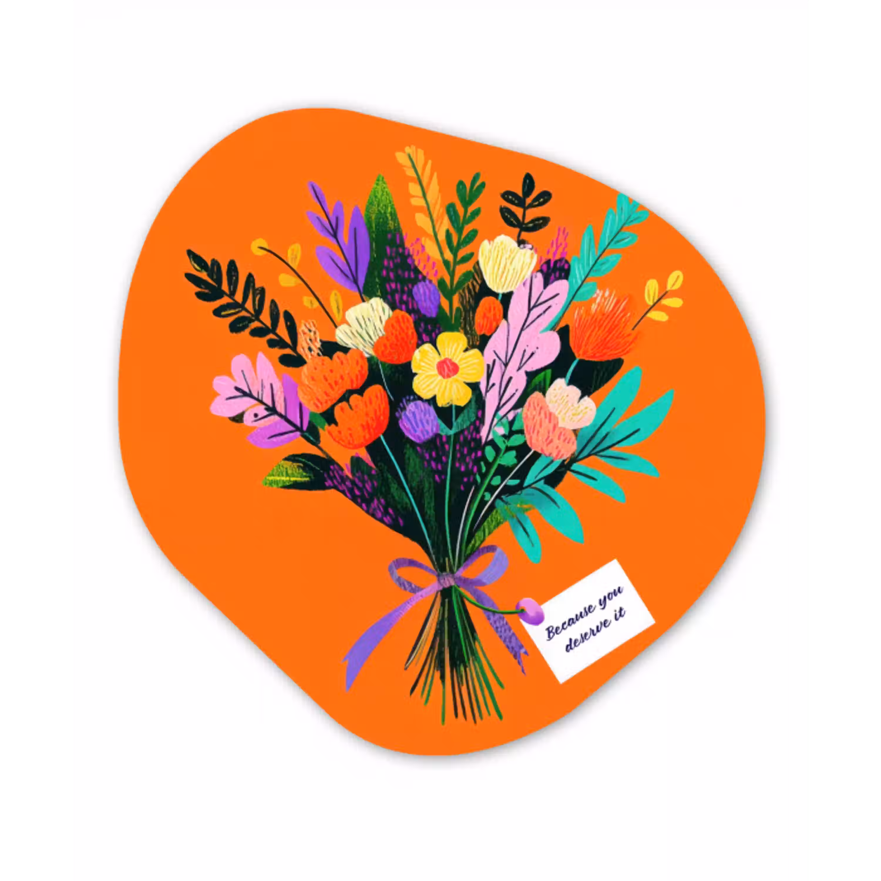 Kaartje - Boeket - Bloemen Wandcirkel Organisch Plexiglas middel -3d