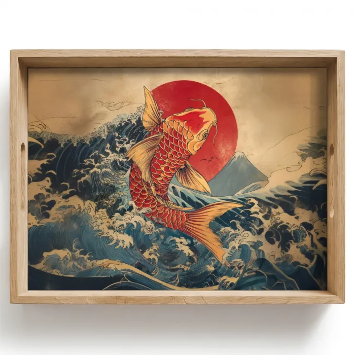 Koi - Zee - Golven - Zon Dienblad Rechthoek middel -z3d_shopping