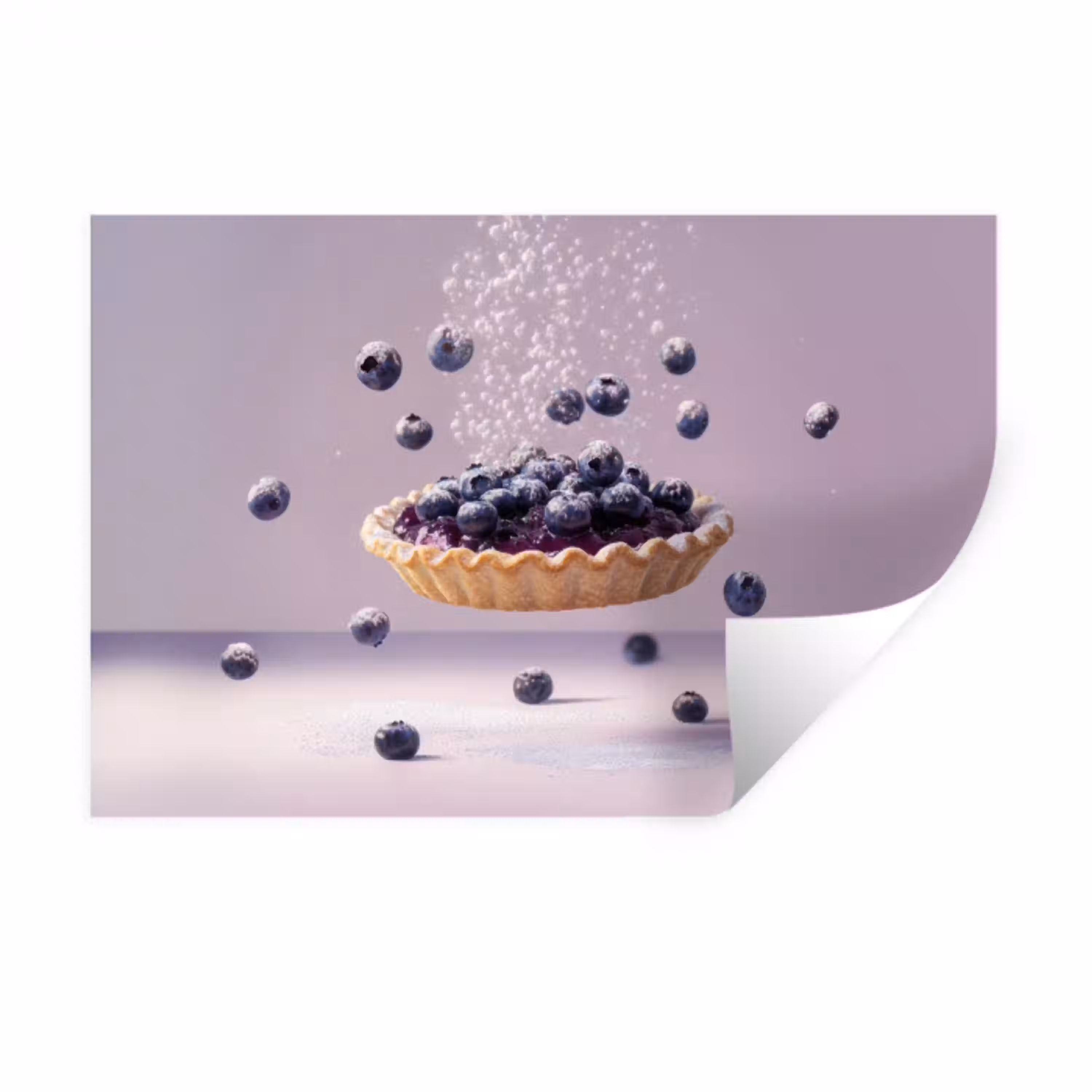 Eten - Taart - Bessen - Blauw Muursticker klein -3d