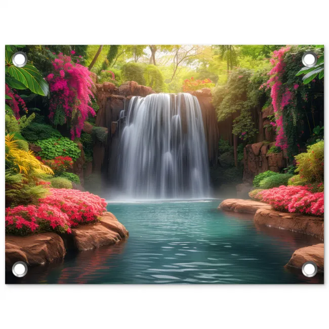 Betoverende Waterval in de Tropen tuinposter los doek klein -3d