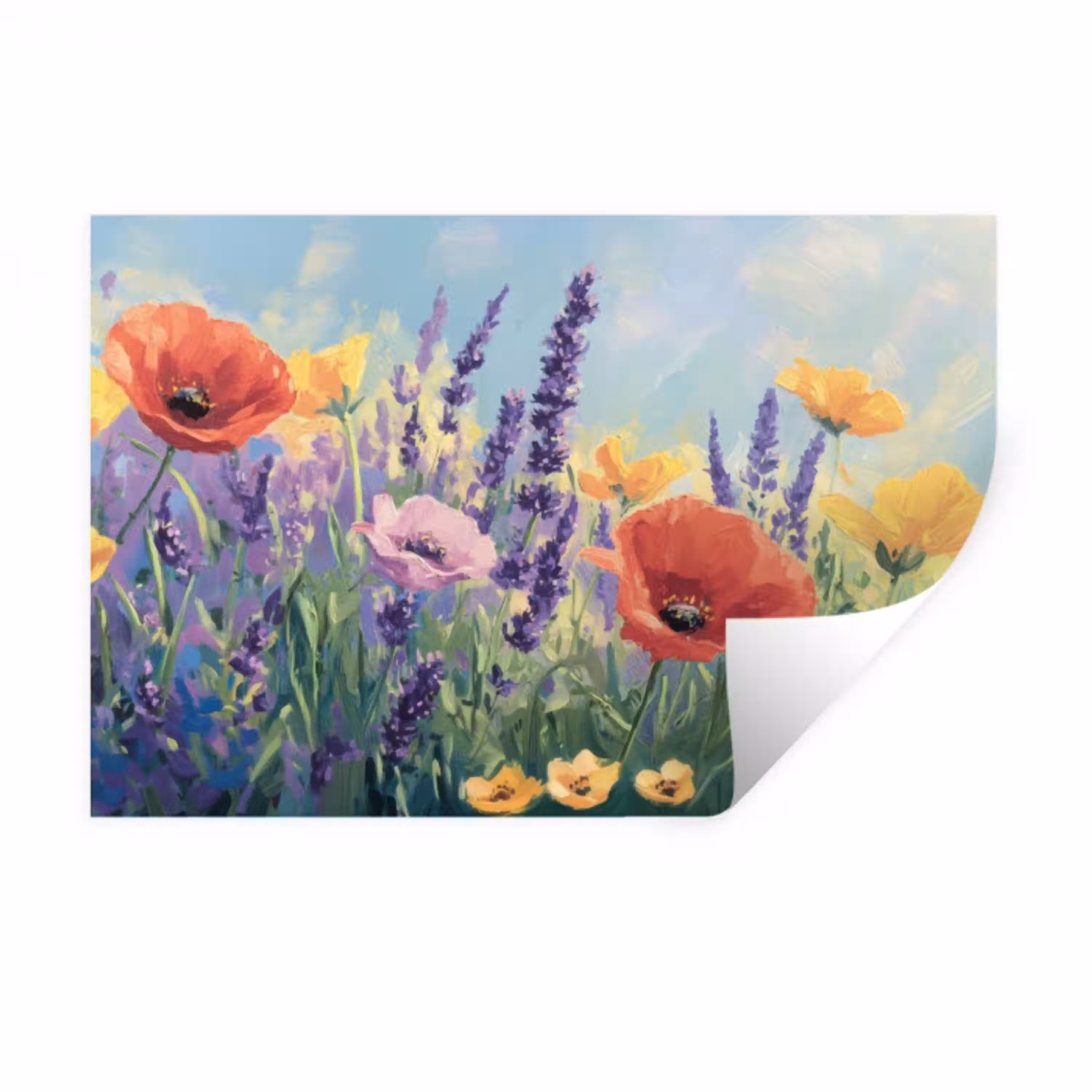 Weide - Bloemen - Kleurrijk Muursticker klein -3d