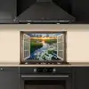 Doorkijk - Landschap - Raam - Water - Zonsondergang keuken achterwand spatscherm klein -sfeer1