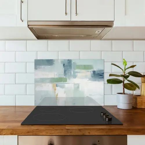 Verf - Moderne kunst - Abstract - Grijs keuken achterwand spatscherm klein -sfeer2