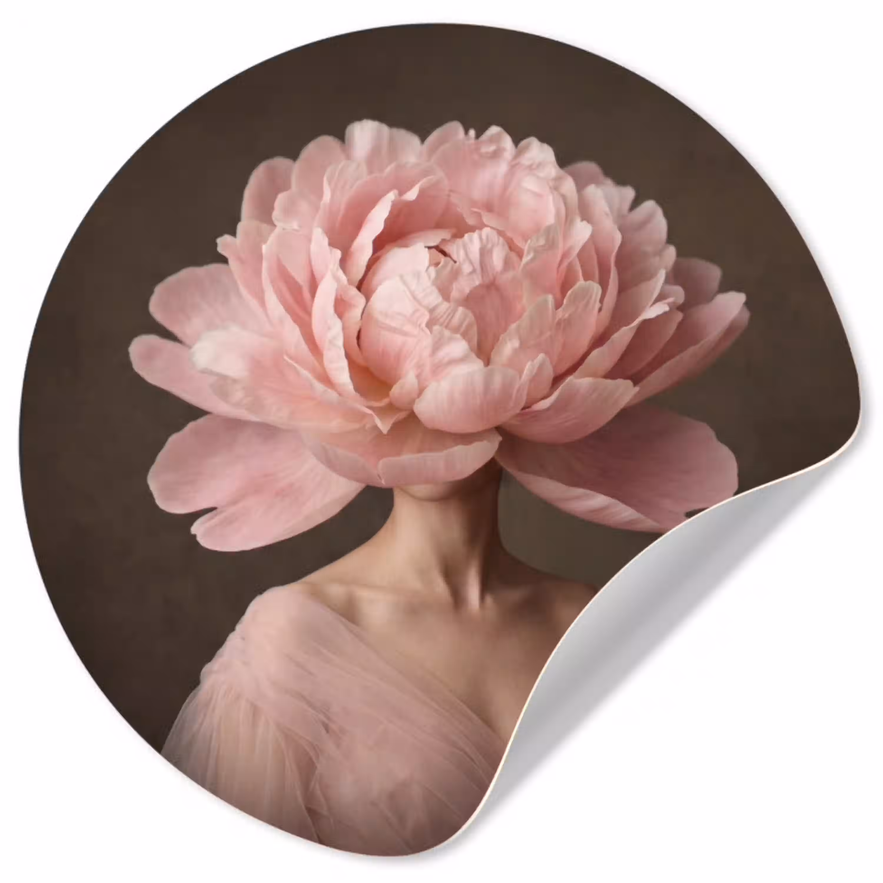 Gezicht - Roos - Roze Wandcirkel behangsticker klein -3d