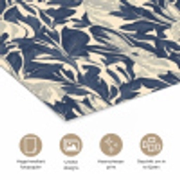 Hazen - Bladeren - Patroon - Blauw - Beige poster papier klein 62 -closeup_NL