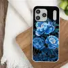 Bloemen - Zwart - Blauw - Modern Telefoonhoesje iPhone 17 Pro Max klein -sfeer1