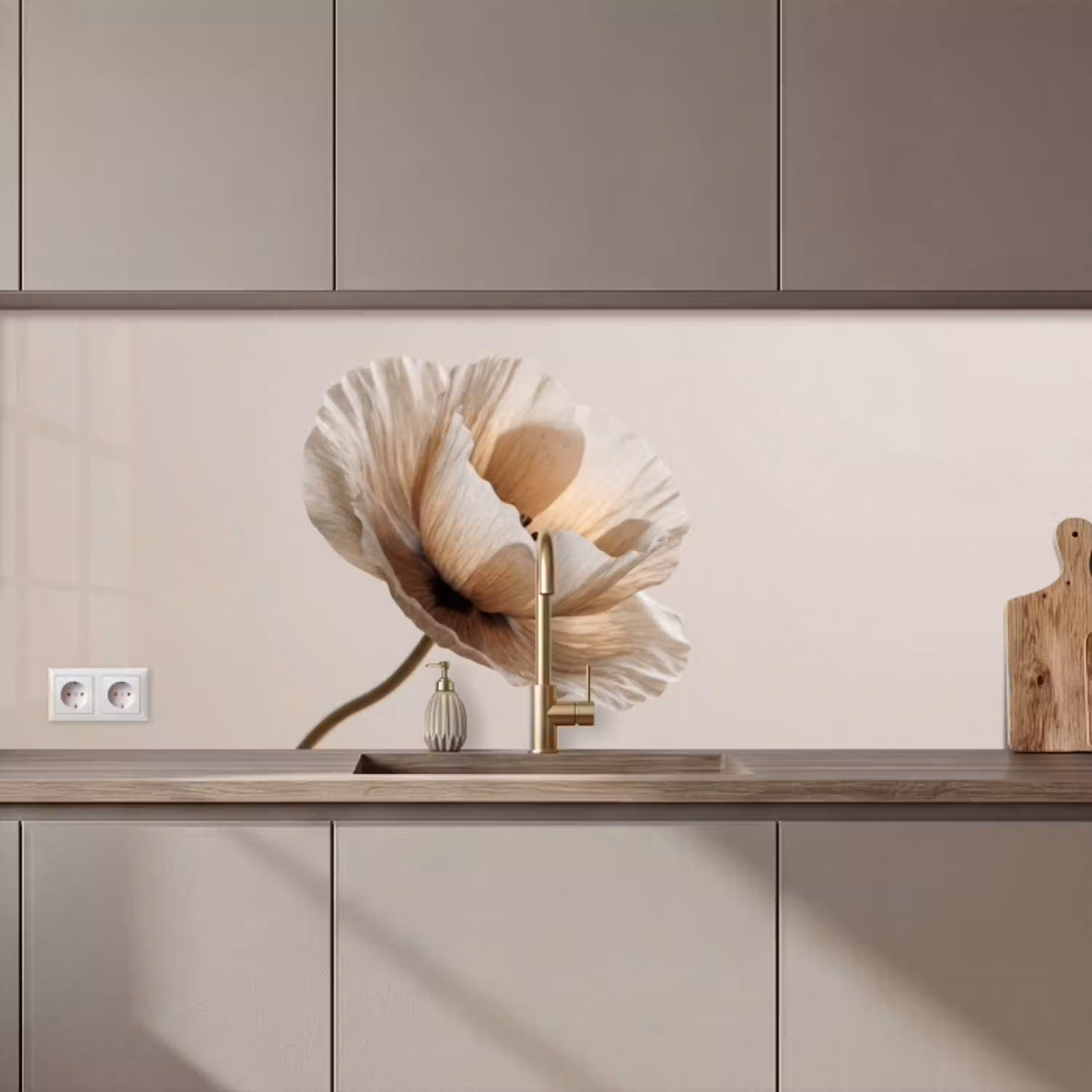 Bloem - Beige - Crème keuken achterwand 2 middel zz_3dshopping