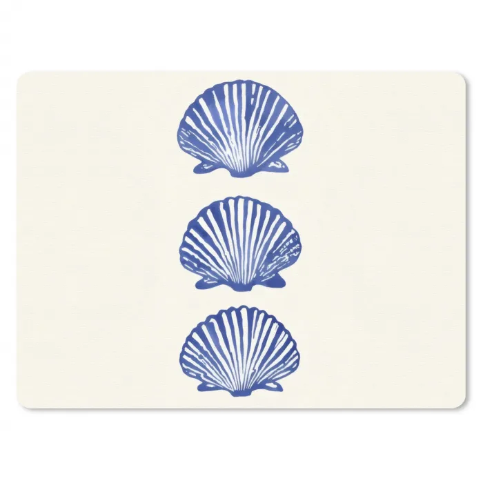 Schelpen - Blauw - Patroon muismat rubber klein -3d