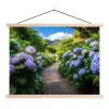 Hortsensia - Pad - Bloemen textielposter latten blank klein -3d
