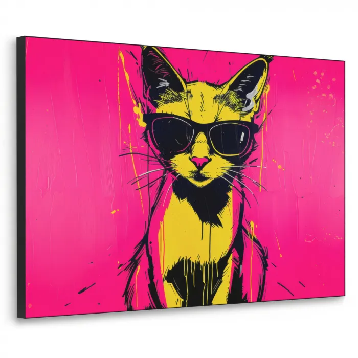 Kat - Art - Zonnebril - Roze Textielframe - compleet frame klein -3d