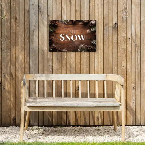 Sneeuw - Houtlook - Quote - Let it snow Tuinposter op houten frame 2 cm dik klein -sfeer4