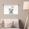 Olifant - Baby dier - Roze ballon Wandkleed katoen klein -sfeer4