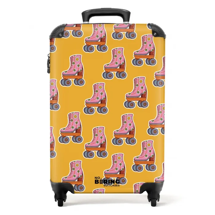 Retro disco rolschaatsen patroon kleurrijk NBS - Handbagage koffer - Kinderen Unisex middel -productfoto_recht