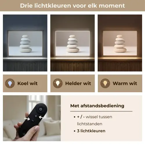 Gestapelde - Stenen - Grijs Light Box met batterij (Wandlamp) middel -USP_lichtkleurNL