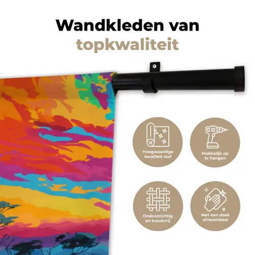 Giraffe - Savanna - Lucht - Gekleurd Wandkleed katoen klein -sfeer2