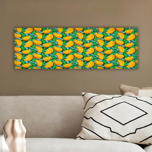 Mango - Patroon - Fruit - Bladeren canvas 2cm klein 828 -sfeer3