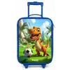 Dino met een voetbal in groen landschap Kinderkoffer - Blauw klein -zz3dotto