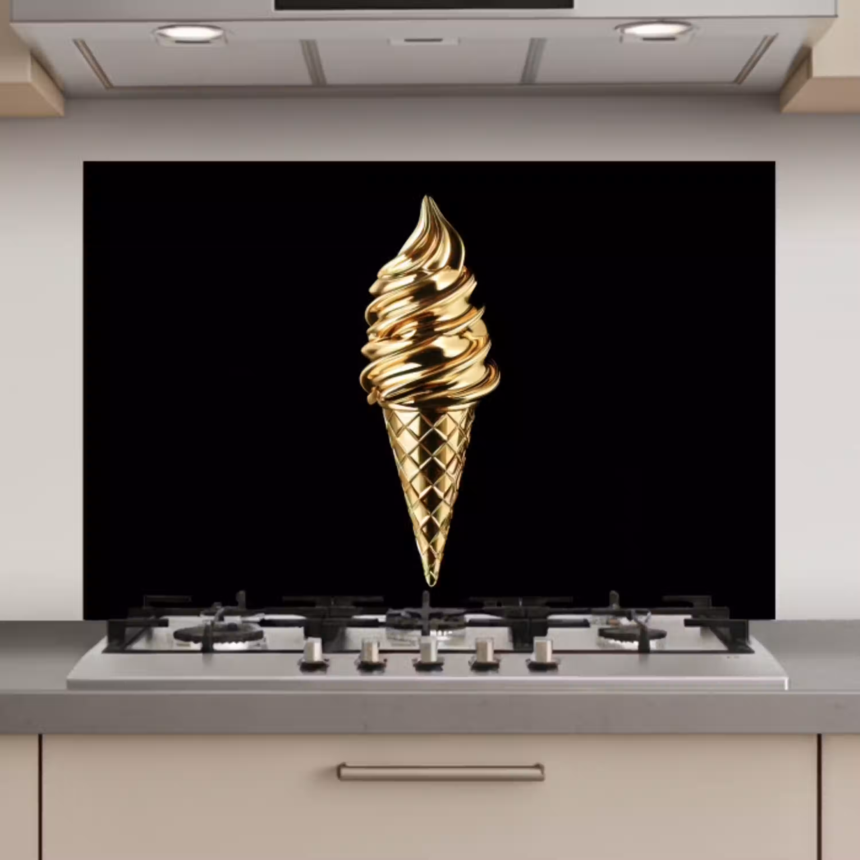 Ijs - Goud - Zwart - Eten keuken achterwand spatscherm klein -3d_website
