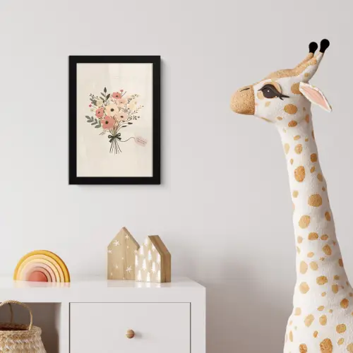 Bloemen - Quote - Beige - Lint fotolijst zwart zonder passe partout klein -usfeer4_kinderkamer