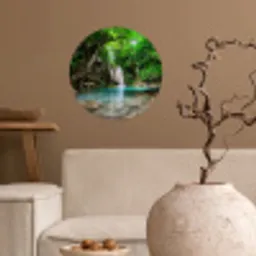 Jungle - Waterval - Planten - Water - Natuur Wandcirkel behangsticker klein -sfeer1