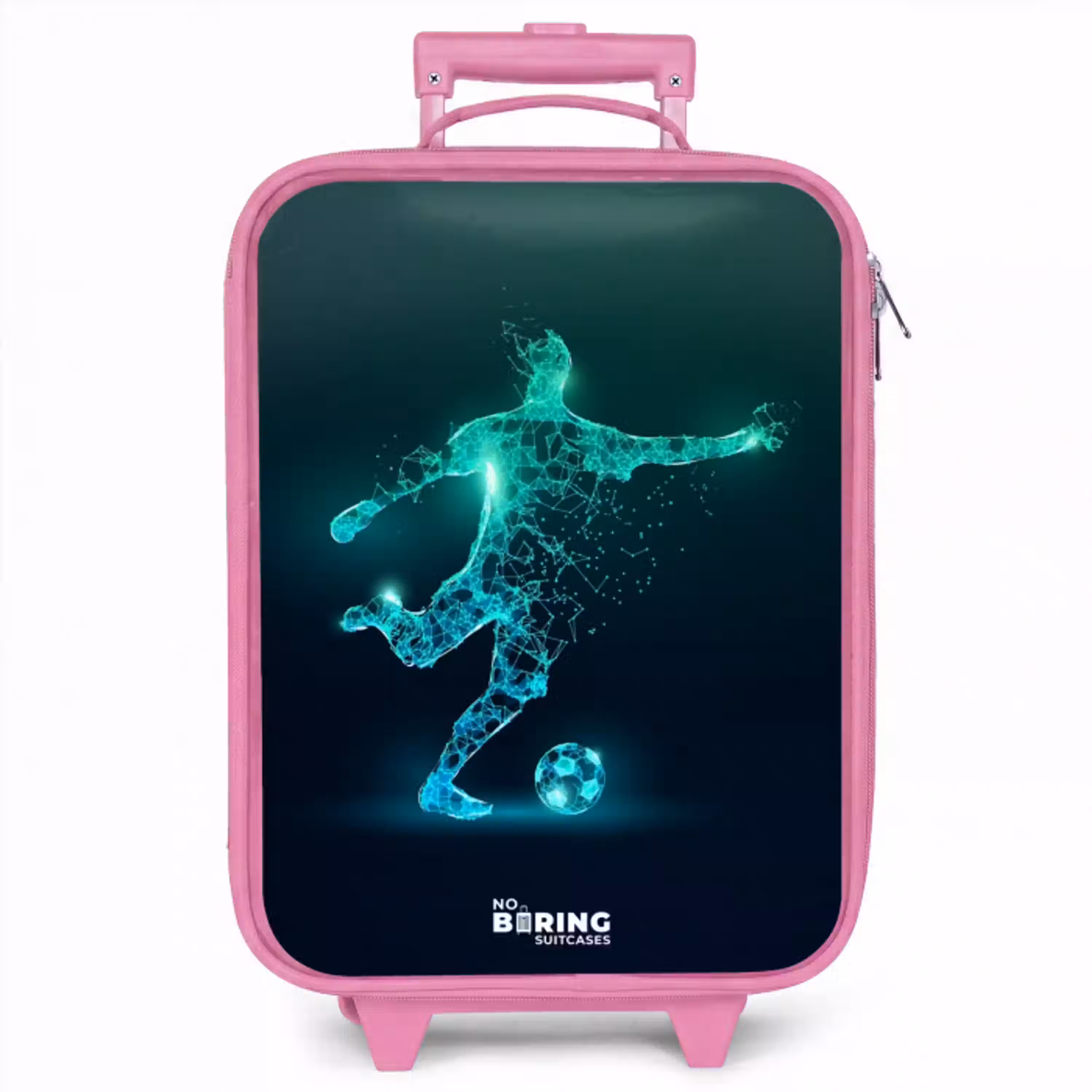 Voetballer trapt met kracht in digitale vorm Kinderkoffer - Roze klein -zzz_website3d
