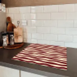 Golven - Rood - Patroon - Crème Inductie beschermer vinyl 3mm middel 274 -sfeer3