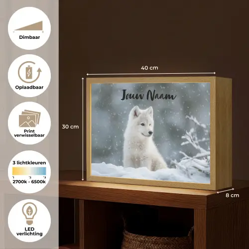 Wolf - Pup - Sneeuw Light Box met batterij (Wandlamp kind) middel -USP_websiteoverzichtNL