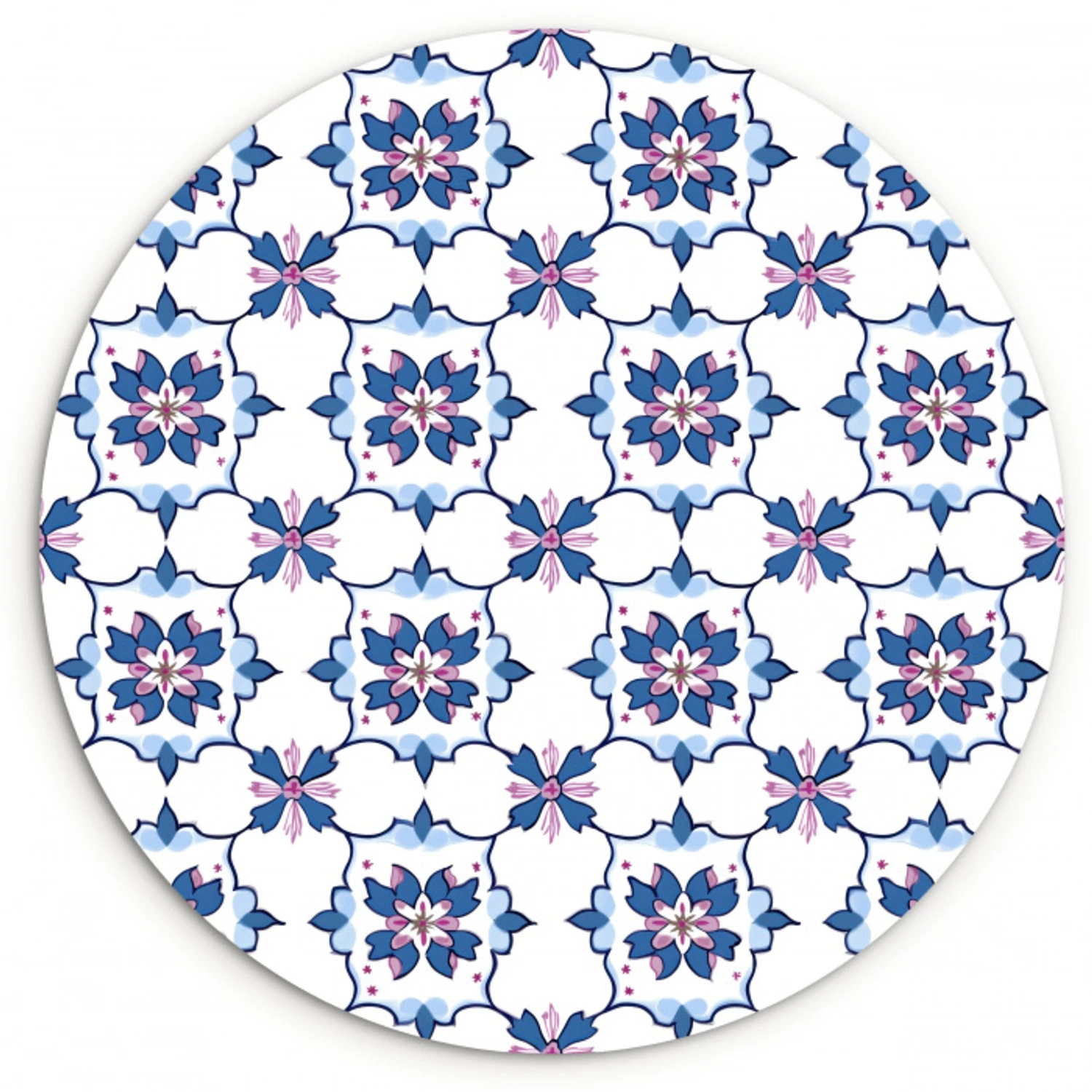 Modern - Patroon - Blauw - Roze Wandcirkel kunststof plaat 5mm dik klein 188 -3d