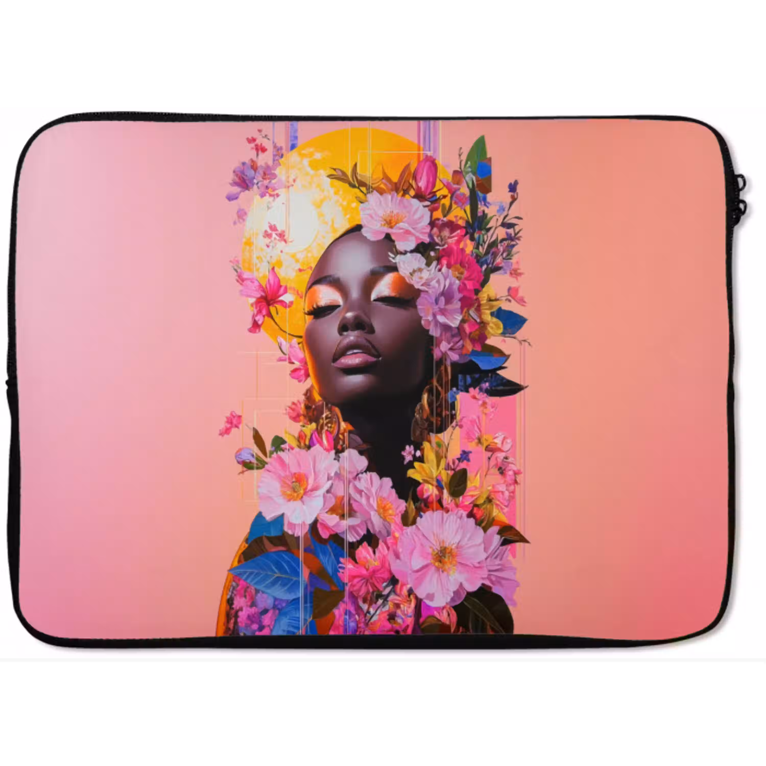 Kleurrijk - Bloemen - Vrouw - Zon laptophoes neopreen klein -zkaufland3dotto