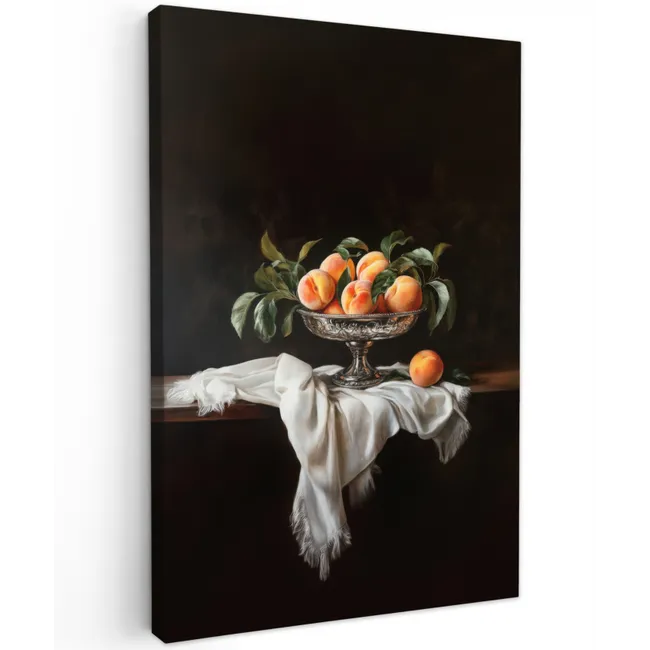 Stilleven - Perziken - Vintage Tuinposter op houten frame 2 cm dik klein -3d