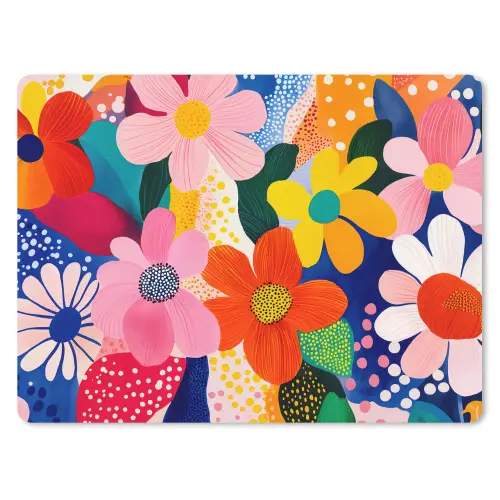 Bloemen - Kleurrijk - Stippen muismat rubber klein -3d