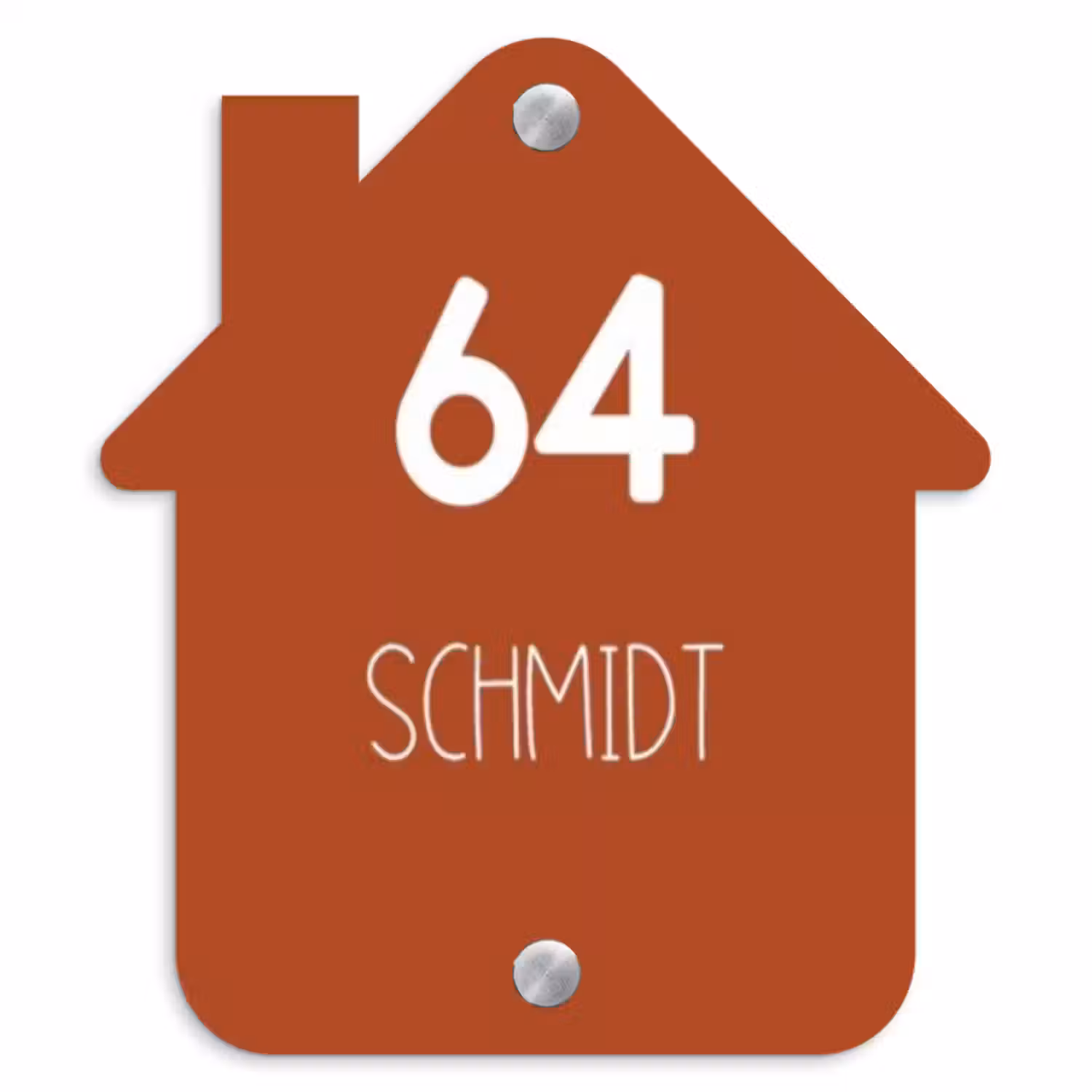 Namensschild Haustür Häuschen - Rostbraun - Modern