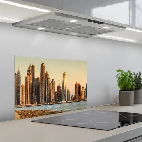 Skyline - Kanaal - Wolkenkrabbers keuken achterwand spatscherm klein -3d_schuin