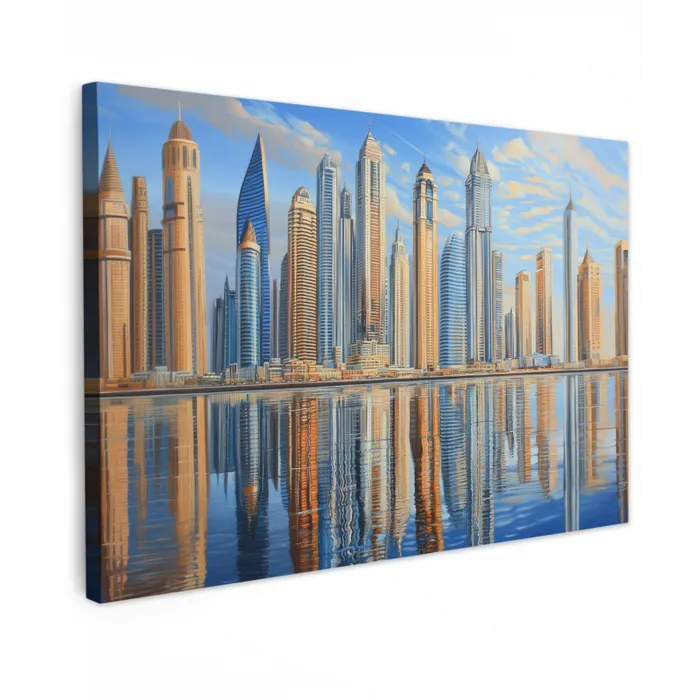Skyline - Wolkenkrabbers - Water - Blauw canvas 2cm klein -z3d