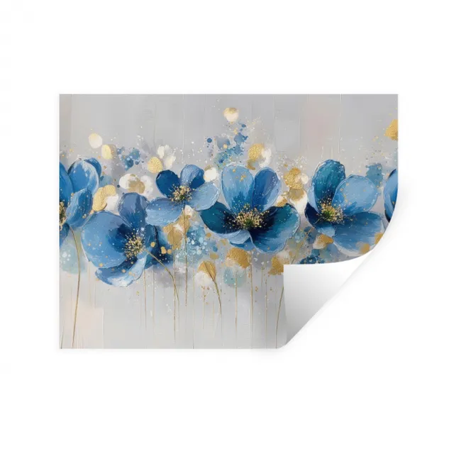 Wall Sticker - Flowers - Blue - Abstract