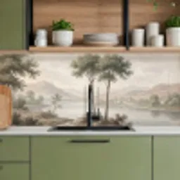 Bomen - Meer - Bergen - Illustratie keuken achterwand 2 middel -sfeer3