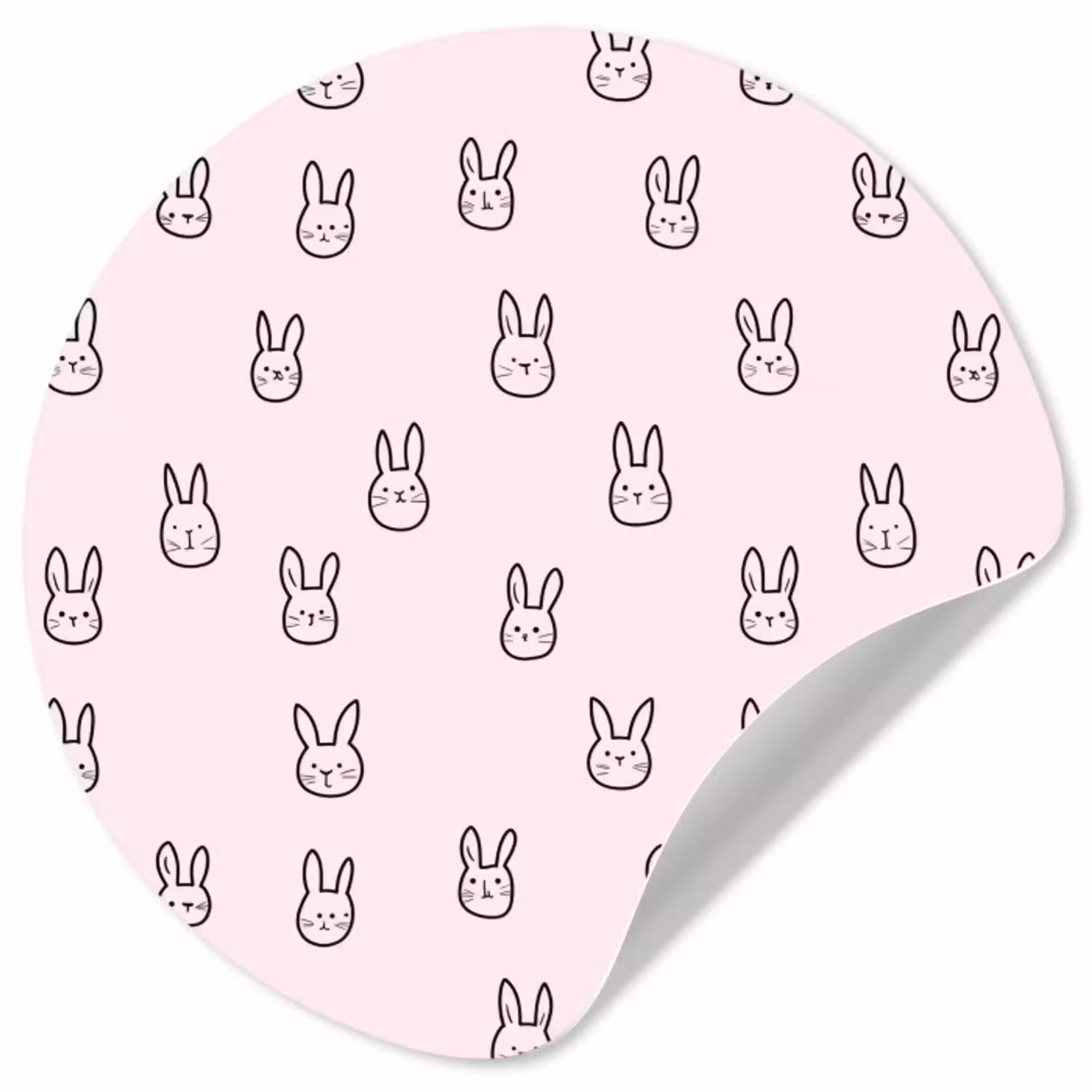 Konijnen - Minimalistisch - Roze Wandcirkel behangsticker klein 186 -3d